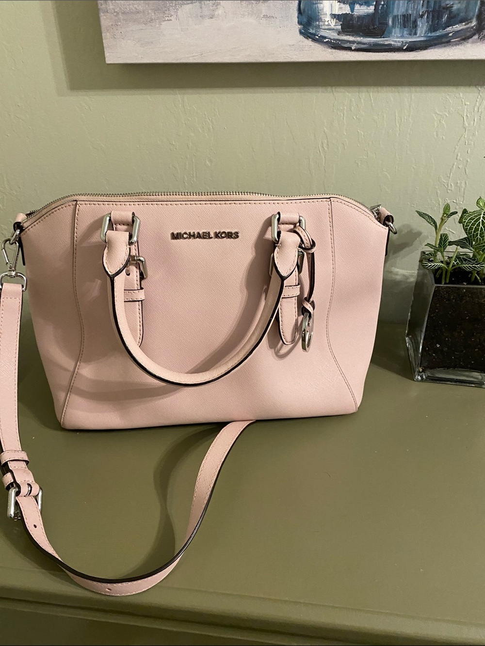 Michael Kors Blush Saffiano Leather Satchel with Strap
